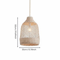 Rattan Pendant Lampshade Retro Design Woven Hanging Light Shade Rustic Elegance Boho Chandelier Shade for Dining Room
