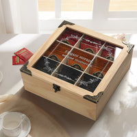 Wooden 9-Compartment Tea Bag and Coffee Capsule Storage Box with Glass Lid