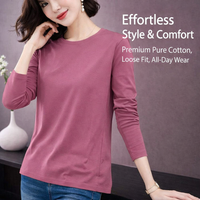 Womens Tops Long Sleeve T Shirts for in Loose Fit, Ladies Made from 95% Material for Ventilated Comfort, Pullover for Everyday Wear