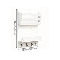 Wooden Wall Mail Holder Space Saving Rustic Letter Rack Decorative for Office