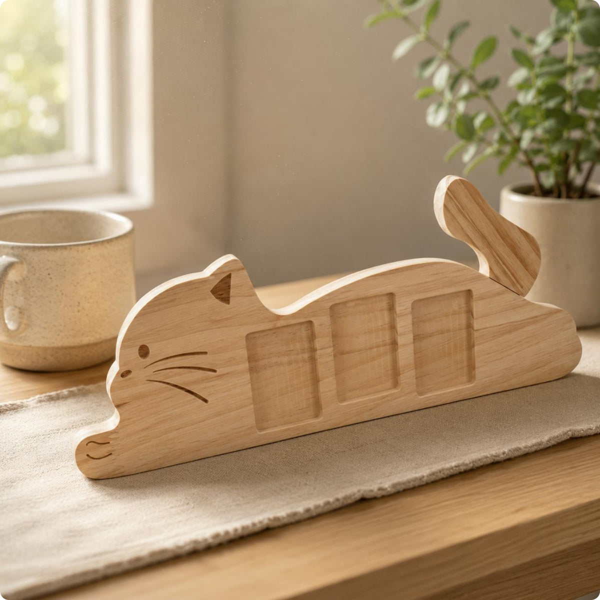 Feline Picture Frame Rotating Tail Feline Photo Frame for Office
