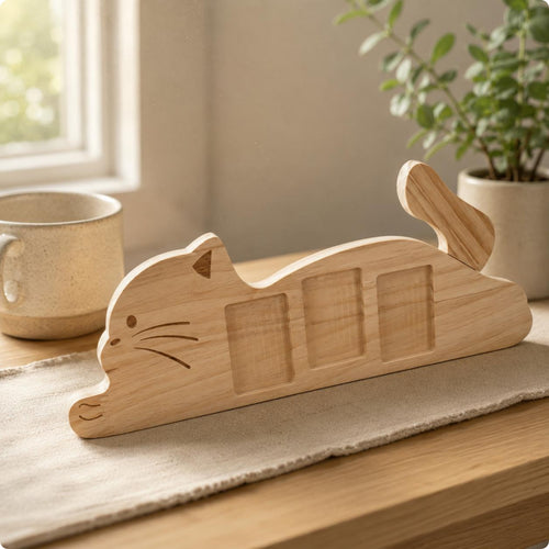 Feline Picture Frame Rotating Tail Feline Photo Frame for Office