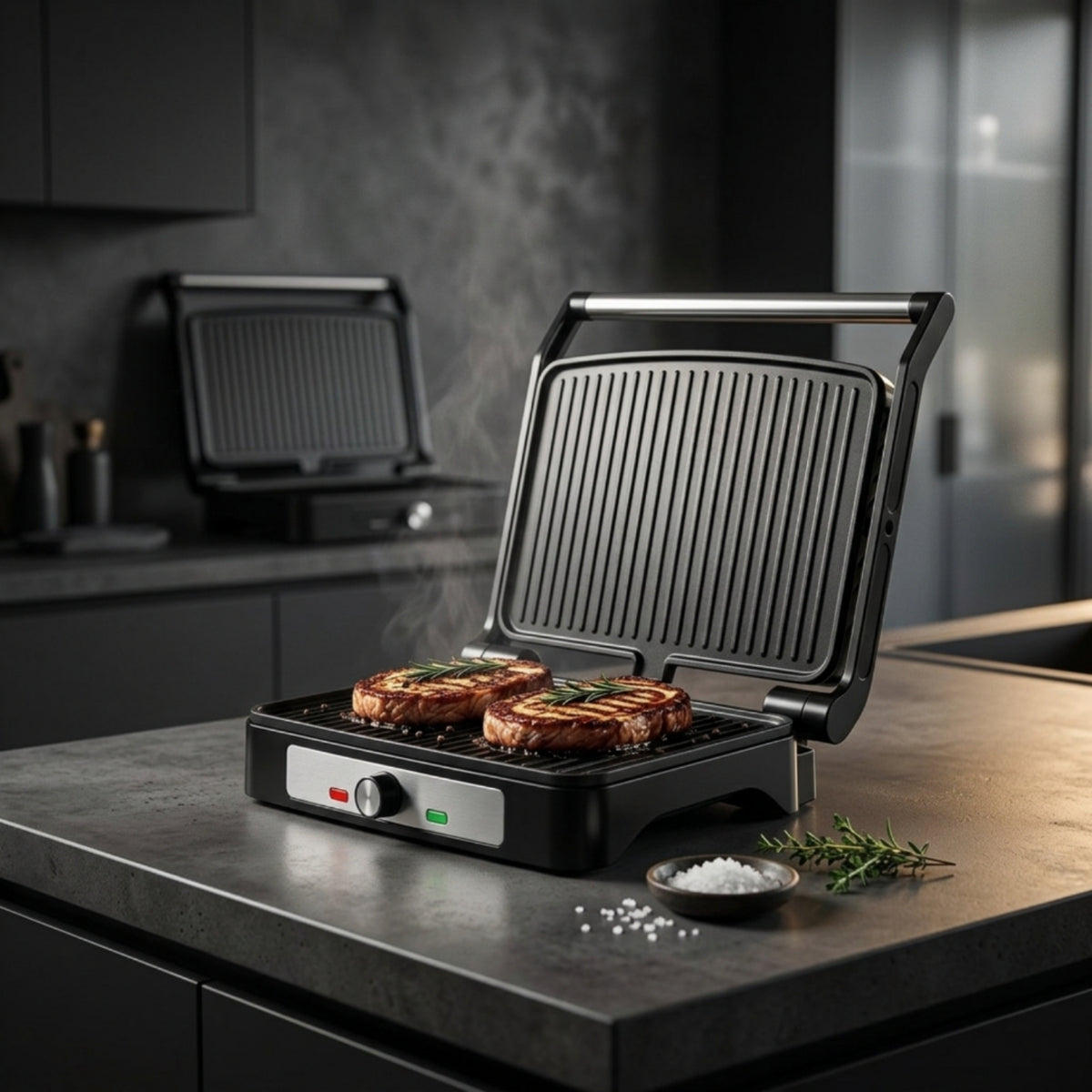 Non-Stick Electric Grill Compact Countertop Grill Portable Appliance for Singles, Students, Kitchen, Apartment, Dorm Room