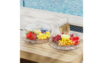 Rotating Serving Tray with Dome Lid Clear Fridge Storage Container Transparent Organizer for Hosts, Kitchen Countertop, Dining Table