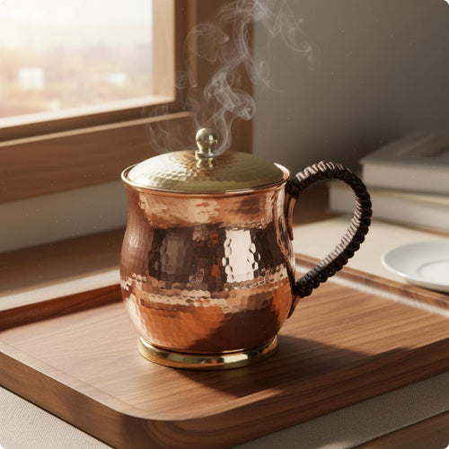 Copper Mug Braided Handle Pure Copper Mug Reusable Tableware