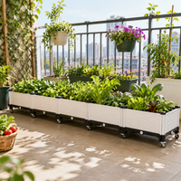 Mobile Raised Beds for Garden, Nordic Planter on Wheels, Sturdy Synthetic Material, White and Black Floor Standing
