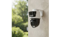 Two-Way Voice Outdoor Camera with Wall-Mount Bracket Waterproof Dual Lens Security Camera Power over Ethernet Wired for Homeowners, Shop Owners, Home Entrances, Yards, Shops