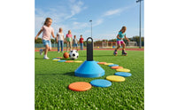 24 Pieces Plastic Cone with Handle Slim Agility Cone Compact Sports Equipment Multi-Sport for Coaches, Athletes, Trainers, Soccer Training, Obstacle Courses
