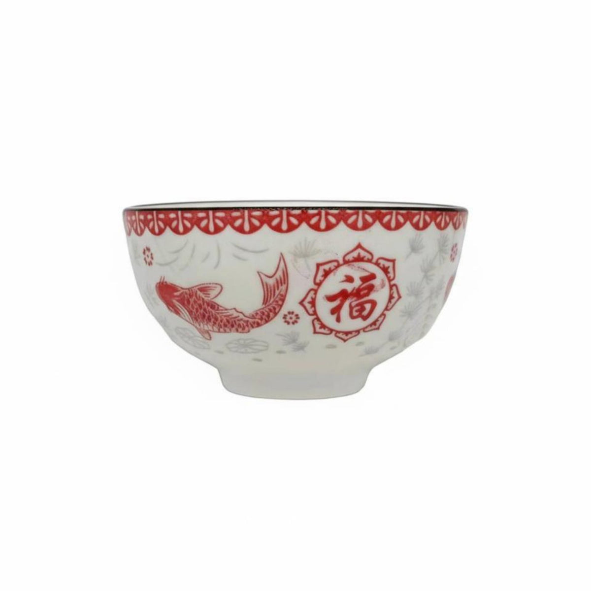 Ceramic Bowl, Red Festive Tableware, Blessing Design, Wedding, Housewarming