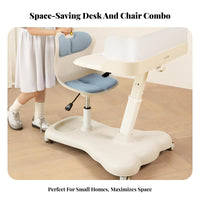 Bus-Shaped Desk and Chair Combo Adjustable Height children's Desk and Chair Set Space Theme Mobile Design for Preschoolers, Home