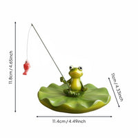 Fishing Frog Figurine Handcrafted Look Buoyant Frog Statue Resin Pond Floater for Carp Tank, Patio