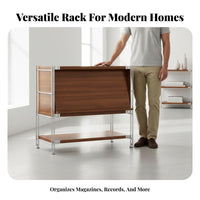 Modernist Design Sideboard Versatile Use Vinyl Record Storage Cabinet Solid Steel Frame Living Room Side Cabinet for Entryway