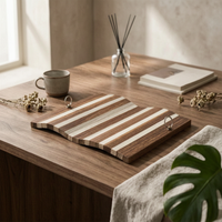 Serving Tray with Handles Low-Profile Tray with Handles Natural for Living Room