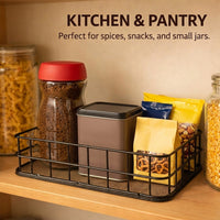 Storage Baskets for Shelves with Stainless Steel Metal Mesh Design, Large for Office Desk and Bathroom Organization