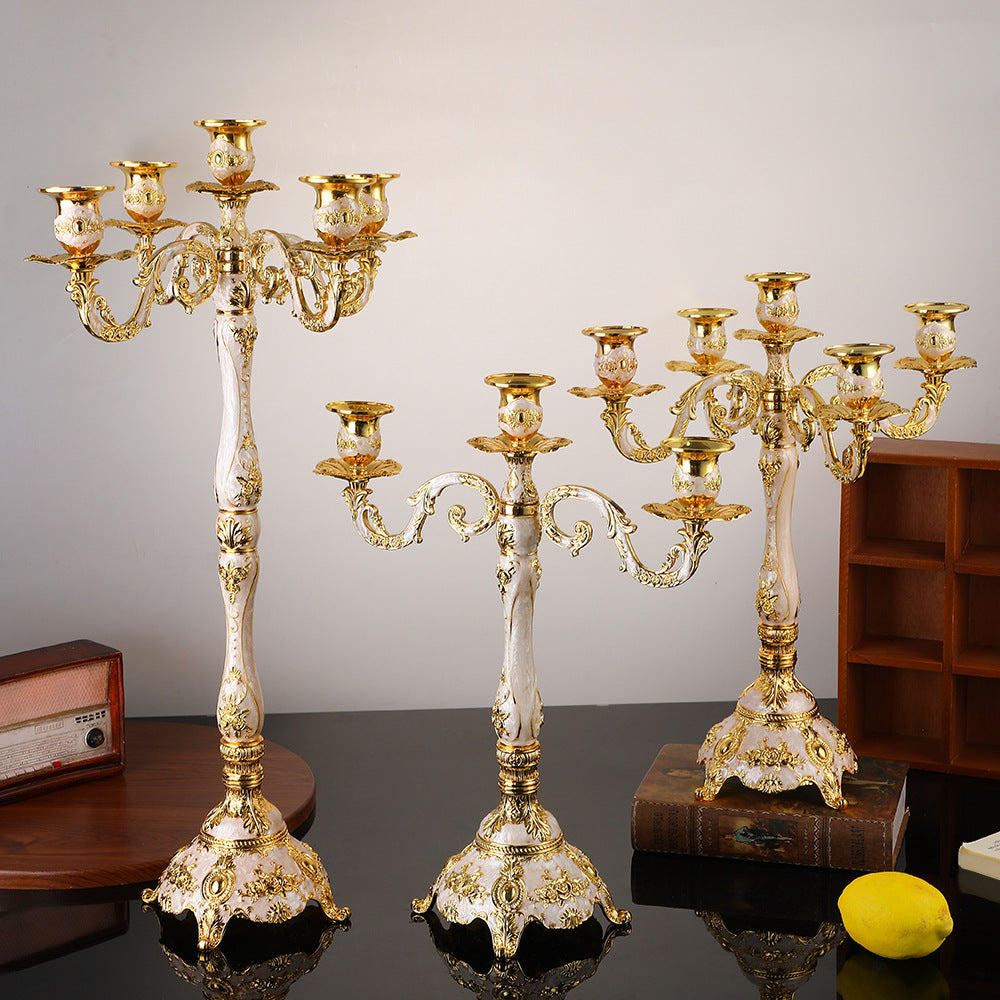 Vintage Candle Holder with Five Heads in Zinc Alloy
