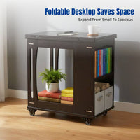 Movable Coffee Table, Hardwood Folding Side Table, Multi-Functional Living Room Furniture, Space-Saving, For Adults