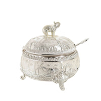 Vintage-style Seasoning Box with Spoons Lead-free Wide-mouth Spice Canister Food-grade Lidded Seasoning Jar Moisture-proof Condiment Pot Non-slip Animal Decor Lid Jar Suitable for Home Dining Table Kitchen Display