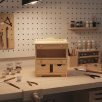 Miniature Cabinet Vintage-Style Miniature Cabinet with Drawer Collectible