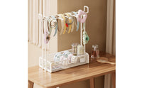 Desktop Hair Accessory Organizer Mesh Headband Holder with Tray Space-Saving Headband Organizer Metal for Girls, Teens, Vanity, Dressing Table, Dorm Room