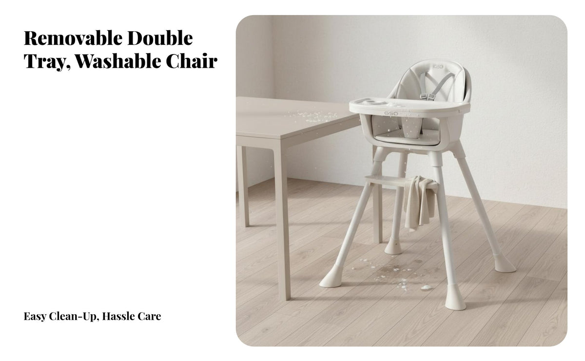 Washable Feeding Chair with Tray Easy to Clean Modern Toddler Dining Seat Food-Grade Material Modern Toddler Dining Chair 5-Point Safety Harness for Toddlers, Infants, Parents, Mealtime, Home, Kitchen, Living Room
