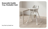 Washable Feeding Chair with Tray Easy to Clean Modern Toddler Dining Seat Food-Grade Material Modern Toddler Dining Chair 5-Point Safety Harness for Toddlers, Infants, Parents, Mealtime, Home, Kitchen, Living Room