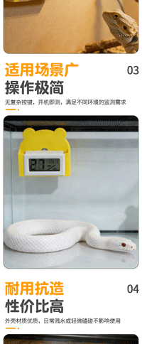 爬宠饲养箱温湿度计蜥蜴蛇可吸鹦鹉保温箱鱼缸电子表跨境代发XJ