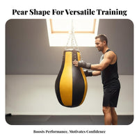 Pear Shaped Heavy Bag Microfiber Leather Hanging Punching Bag Solid Core Fighting Workout Tools for Pugilists, Fighting Artists, Home Gym, Garage