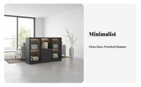 Glass Door Office Sideboard Multiple Compartments Filing Cabinet Adjustable Shelves Minimalist and Design for Reception Area