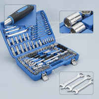 Organized Automotive Tool Set Compact Socket Set with Ratchet Portable Tools Metric for Car Owners, Mechanics, DIYers, Garage, Roadside Emergency, Workshop