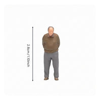 1:64 Scale Elderly Man Figure Neutral Finish Hand-Painted Figure Decorative for Micro Photography, Decoration