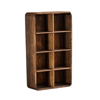 Compartment Shelf with Back Panel Rustic Tea Cup Display Rack, Space Saving Teacup Display Rack for Collectors