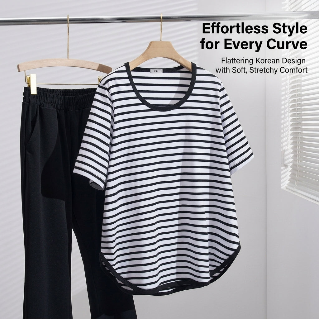 Shirt for Plus Size Women with Short Sleeve and Round Neck Design, Comfortable T-Shirt for Casual Wear