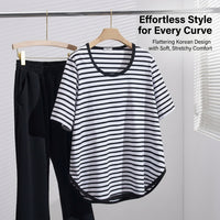 Shirt for Plus Size Women with Short Sleeve and Round Neck Design, Comfortable T-Shirt for Casual Wear