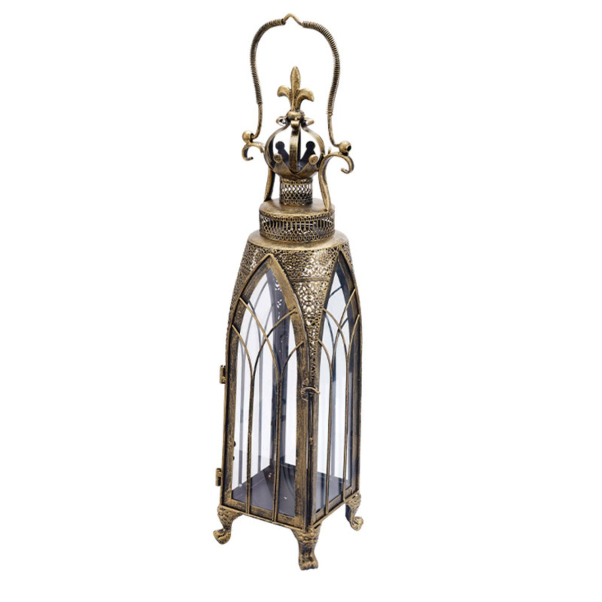 North African Candle Lantern Arched Panels Wrought Iron Lantern Classic Home Decoration