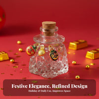 Gold Bean Storage Bottle Miniature Size Mini Hope Bottle with Cork Embossed Glass Wishing Jar Multifunctional for DIY Crafters