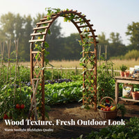 Wooden Garden Arch Outdoor Trellis Arbor Rose Support Solid Wood Weather Resistant Structure Metal Reinforced Suitable for Homeowners Event Planners Pathway Entrance Courtyard Patio