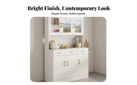 1 Piece Dining Room Buffet Hutch Cabinet Sideboard Drawers Glass Doors Large Capacity Multi-functional Storage Suitable for Homeowners Families Home Bar Living Room