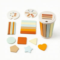 Cylindrical Color Sorting Container Hand-Eye Coordination Sorting Container with Lid Wooden Shape Sorter Educational for Toddlers, Preschoolers, Home, Classroom, Playroom
