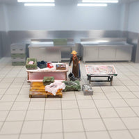 Seafood Seller Seller Figurine Scene Display Market Stall Model Realistic