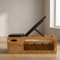 Wooden Exercise Bench Black Metal Adjustable Bench Full Body Training Fitness Equipment
