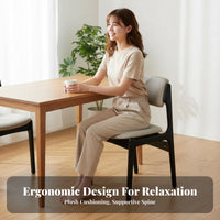 Upholstered Wooden Side Chair Nordic Design Kitchen Seat Ergonomic Spine Supportrest Non-Slip Foot Pads for Homeowners
