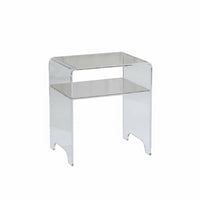 Transparent Look Clear Multi-Tier Table Modern Design Clear C-Shaped End Table with Magazine compartment Minimalist aesthetic Nightstand Easy to Clean for Apartment Dwellers, Homeowners, Students, Bedroom, Small Spaces, Living Room, Home Office