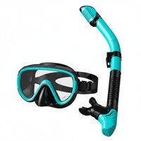 Tempered Glass Lens Snorkel Set Adjustable Strap Anti-Fog Diving Mask Set Ergonomic Fit for Snorkelers, Beginners, Beach, Vacation, Swimming