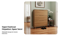 Footwear Storage Unit Space-saving Narrow Shoe Storage Cabinet with Solid Wood Frame Adjustable Drawers Tipping Mechanism Removable Partitions Suitable for Apartment Dwellers and Hallway Organization
