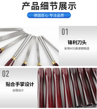 8-Piece Red Handle Wood Turning Chisel Set with Wooden Box