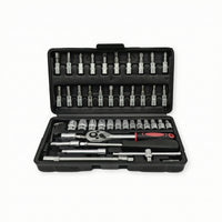 46 Pieces Organized Car Tool Kit with Toolbox Automotive Mechanics Tool Set with Toolbox Compact Tools Sturdy for Garage