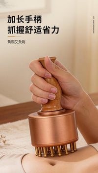 Pure Brass Moxibustion Meridian Brush with Scraping Function