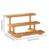 Wooden Storage Rack Stepped Three-Tier Shelf Natural Finish for Desktop, Study