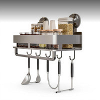 Wall Mounted Kitchen Rack, No-Drill Suction, Carbon Steel