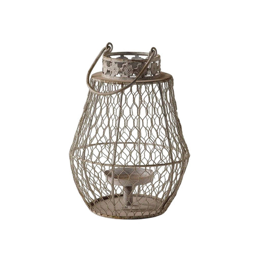 Wire Mesh Candle Lantern Rustic Wire Cage Candle Lantern Decorative for Tabletop
